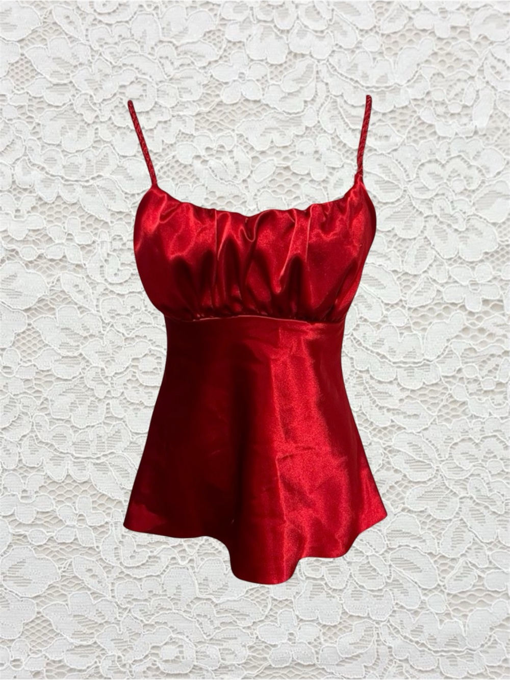 vintage red satin babydoll tank top